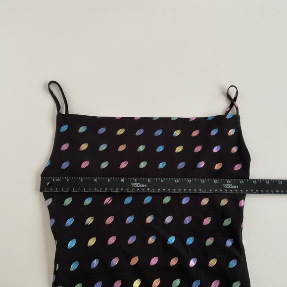 Nasty Gal Slip Dress Sz2 Strappy Metalic Polka Dot Maxi Retro Groovy Funky Disco - Picture 5 of 13